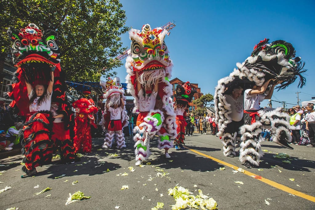 Lion Parade at Victoria's Awakening Chinatown 2023. Photo by Colin Smith.